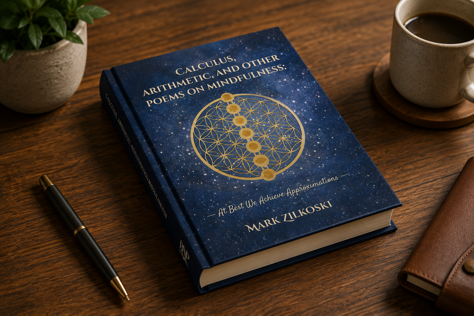 Book cover flat on wooden table